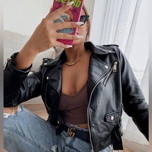 Black leather jacket